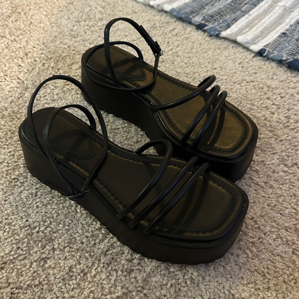 black platform sandals